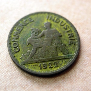 1922 French 50 Centimes Coin, Collectible Coin from 1922