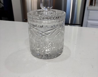 Vintage Hand Cut Crystal Lidded Ice Bucket Biscuit Jar 7 Inches Tall