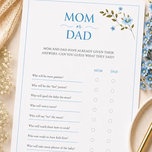 Mom or Dad Baby Shower Game Printable | Editable Canva Template | Baby Shower Game | Instant Download | 8.5x11 PDF