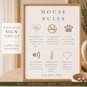 Airbnb Sign | House Rules Sign | Editable Template | Digital Download | Vacation Rental House Rules | Printable Wall Decor