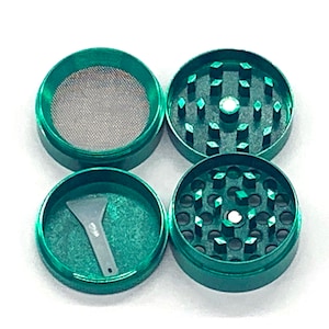Metal Herb Grinder-Herb Grinder- Tea Grinder - Leaf Grinder - Spice Grinder -4 Pieces with sifter -- Green Grinder with Kief Catcher-1.5inch