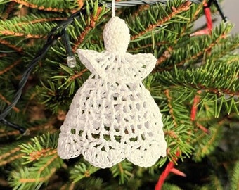 White crochet Angels, christmas ornament, set of 3. Perfect for christmas,christenins or wedding.