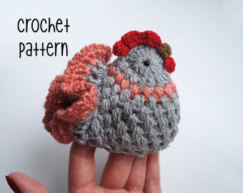 Puffy Crochet Chicken Tutorial by Zofija, easy crochet pattern, instant download, cute Spring and Easter home decoration.