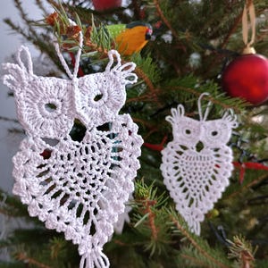 Sowy, ozdoby świąteczne, zestaw 3 sztuk. Idealne na Boże Narodzenie, chrzciny lub wesele.