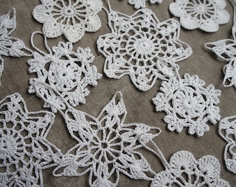 Christmas crochet Snowflake Ornaments. Set of 12 in 4 different designs.