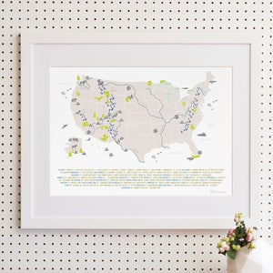 National Parks of the USA Map Art Print image 3