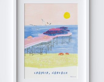 Cromer Pier, Norfolk Coast Landmark Travel Print - Norfolk Beach Seaside Art Print - Wall Art Decor