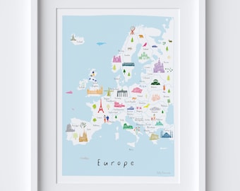 Carte de l’Europe Art Print (Différentes options de couleurs)