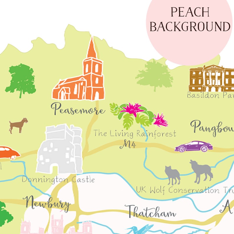 Map of Berkshire Art Print image 4