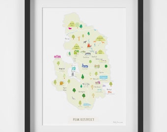 Peak District National Park Map Art Print