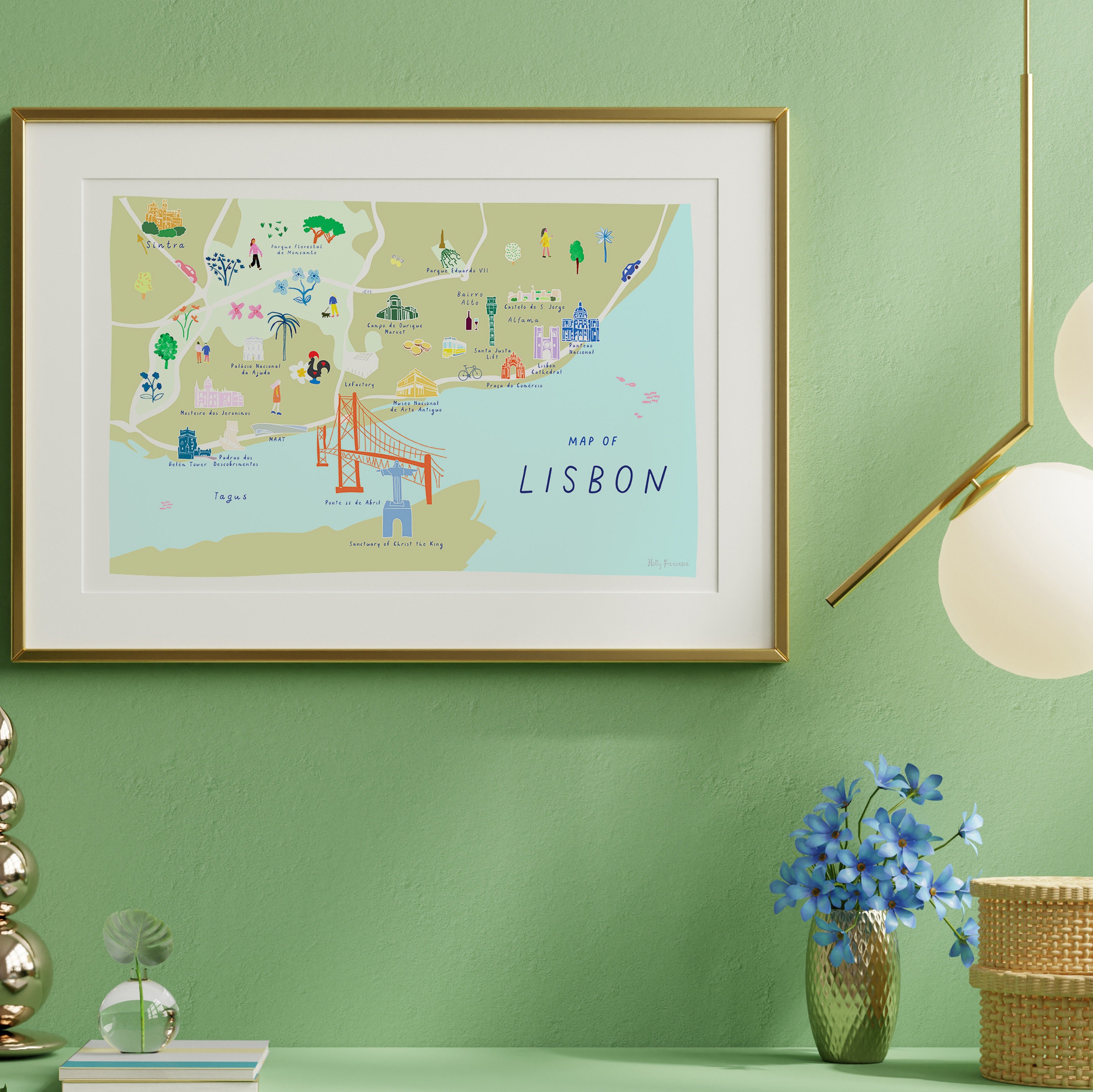 Map of Portugal Art Print Illustration North Central 