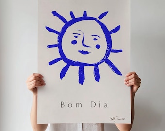 Bom Dia Portugal Art Print - Portuguese Travel Poster - Sunshine Wall Art - Modern Portuguese Decor - Instant Download - Digital Printable