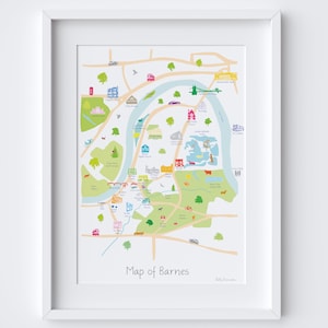 Map of Barnes, South West London Art Print image 1