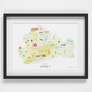 Map of Surrey Art Print