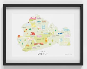 Map of Surrey Art Print