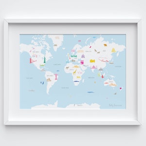 Wonderen van de wereld kaart afdrukken