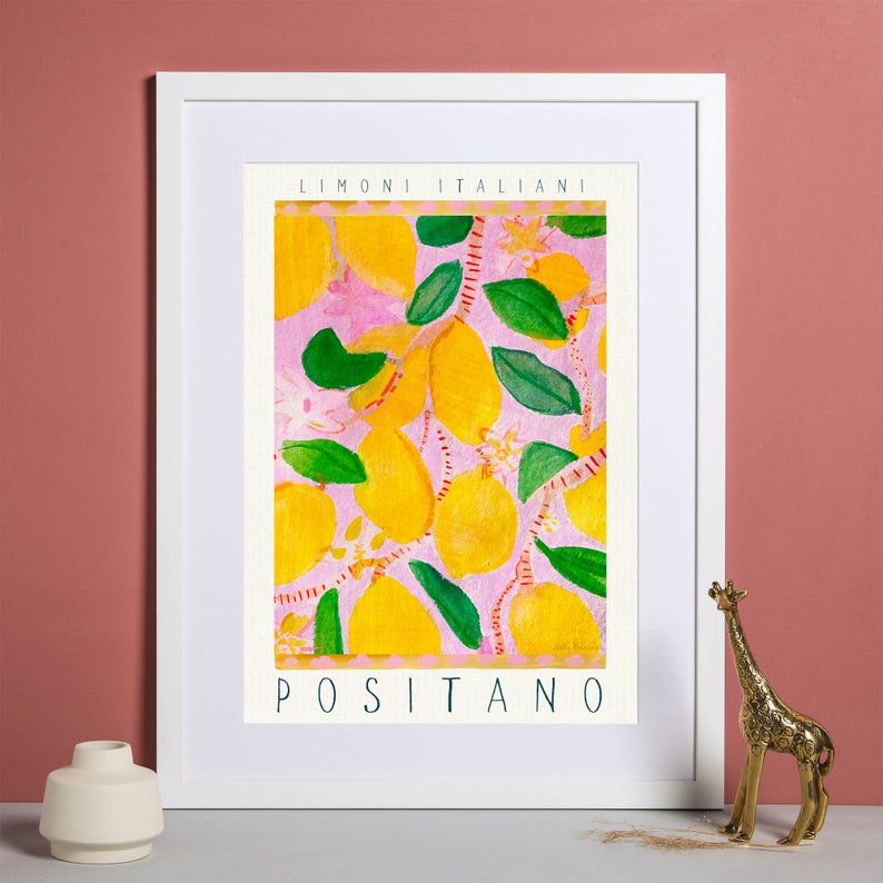 Positano Lemons Art Print Watercolour Painting Food Fruit Produce Art Limoni Italiani Italy Italian Lemonade Kitchen Poster image 2