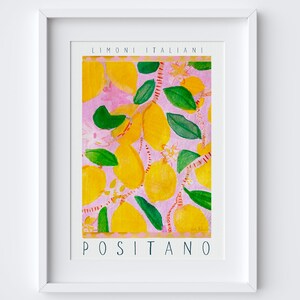 Positano Lemons Art Print Watercolour Painting Food Fruit Produce Art Limoni Italiani Italy Italian Lemonade Kitchen Poster image 1