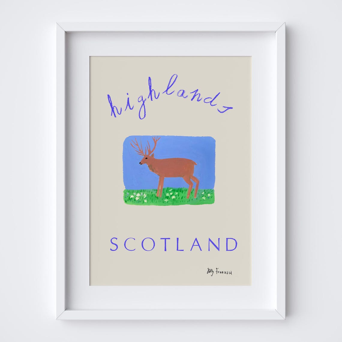 Scottish Highlands Travel Poster - Scotland Red Deer Art - the ...