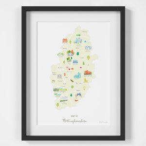 Carte de Nottinghamshire Art Print
