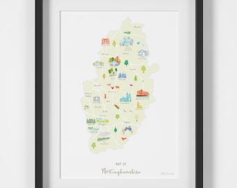 Map of Nottinghamshire Art Print