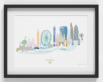 London Skyline Cityscape Landmarks Art Print