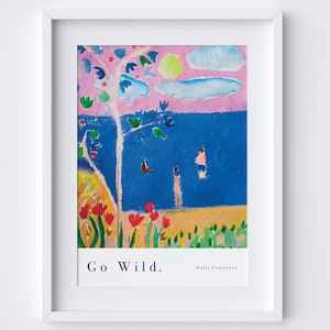 Go Wild Swimming Art Print - Pastel Painting Poster - Cold Water - Exercise Poster - Natural Sea River Ocean Art
