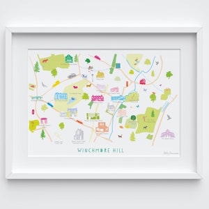 Map of Winchmore Hill, North London Print