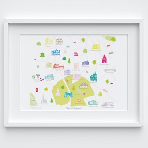 Map of Highgate, North London Print