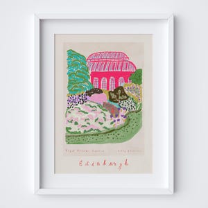 Royal Botanic Garden Edinburgh Kunstdruck | Schottland Wahrzeichen Poster | Schottische botanische Wandkunst | Blumen Gewächshaus Szene
