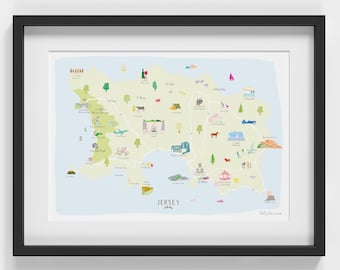 Map of Jersey, Channel Islands Art Print