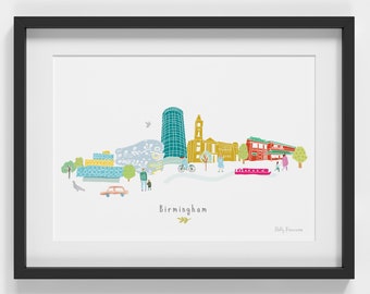 Birmingham Skyline Cityscape Landmarks Art Print