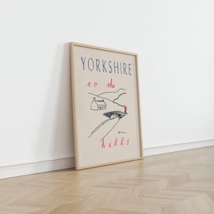 Impressão artística de cena de Yorkshire Dales - Pôster de viagem do Parque Nacional de Yorkshire - Arte de parede para caminhadas - Cena de ponte sobre o rio - DOWNLOAD DIGITAL