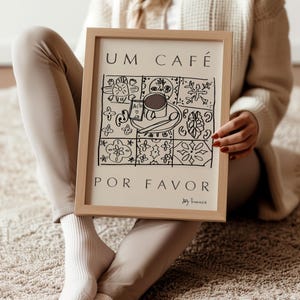 Portuguese Coffee Art Print - Portugal Travel Poster - Portuguese Trip Wall Art Gift - Cafe Tiles Table Design Azulegos - DIGITAL DOWNLOAD image 5