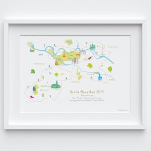 Marathon van Berlijn routekaart Art Print (personalisatie inbegrepen)