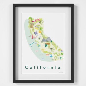 Mappa della California Art Print