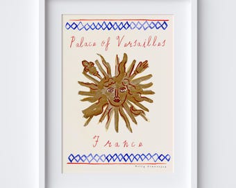 Palace of Versailles Art Print – Sun King Poster France - French Travel Wall Art, Digital Download