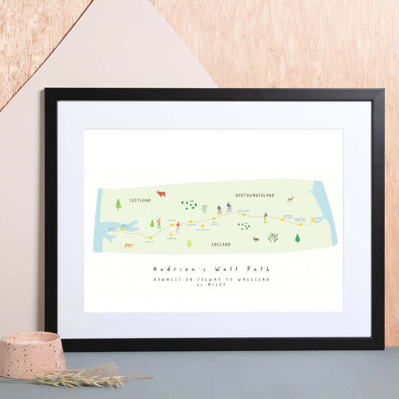 Personalised Hadrian's Wall Path Art Print Gift for Hiker Route Map Gift for Climber image 2