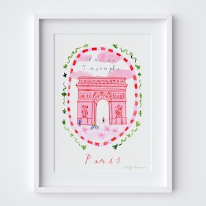 Arc de Triomphe Paris Poster - Iconic Parisan Scene Art Print - Historic French Landmark Wall Art - Paris Travel Decor Gift illustration