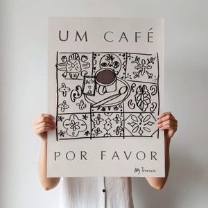 Portuguese Coffee Art Print - Portugal Travel Poster - Portuguese Trip Wall Art Gift - Cafe Tiles Table Design Azulegos - DIGITAL DOWNLOAD image 3