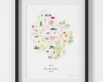 Map of Herefordshire Art Print