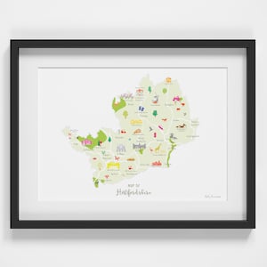 Map of Hertfordshire Art Print | Illustrated County Map Poster | Home Decor Gift | English Countryside Wall Art | UK Location Print