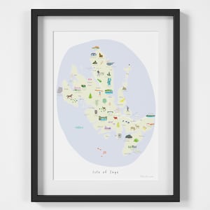 Isle Of Skye Karte, Innere Hebriden Art Print - Wandkunst - Reiseposter - Schottland - Scottish - Fairy Pools - Portree - Inner Sound