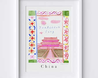 Forbidden City China Poster - Iconic Beijing Landmark Art Print - Ancient Imperial Palace - Historic Chinese Architecture Asian Wall Art