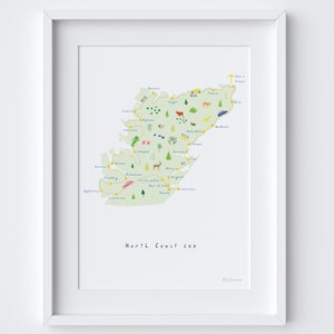 North Coast 500 Art Print Challenge Map - Road Trip Route - Cadeau voor reizen - Routekaart