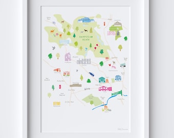 Mappa di Hampstead e dintorni Stampa artistica