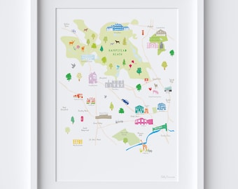 Map of Hampstead and Surrounding Areas Art Print