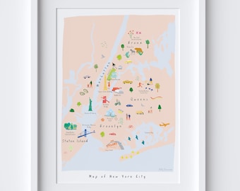 Personalised Map Of New York City Illustrated Art Print / Add your own treasured memory