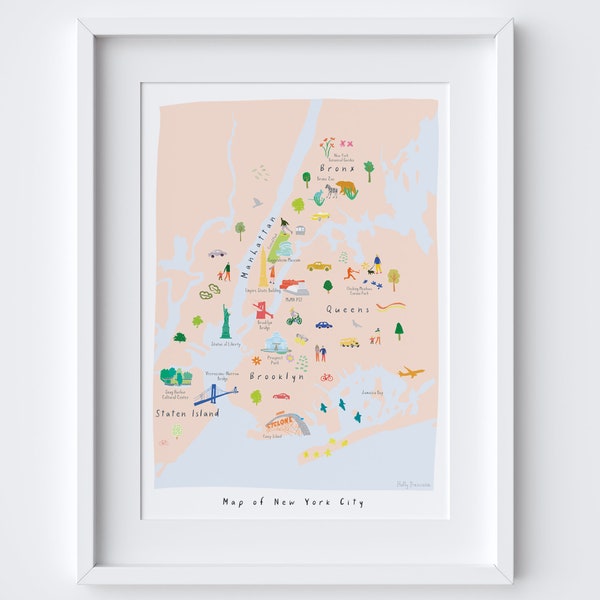 Personalised Map Of New York City Illustrated Art Print / Add your own treasured memory