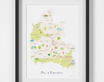 Map of Oxfordshire Art Print